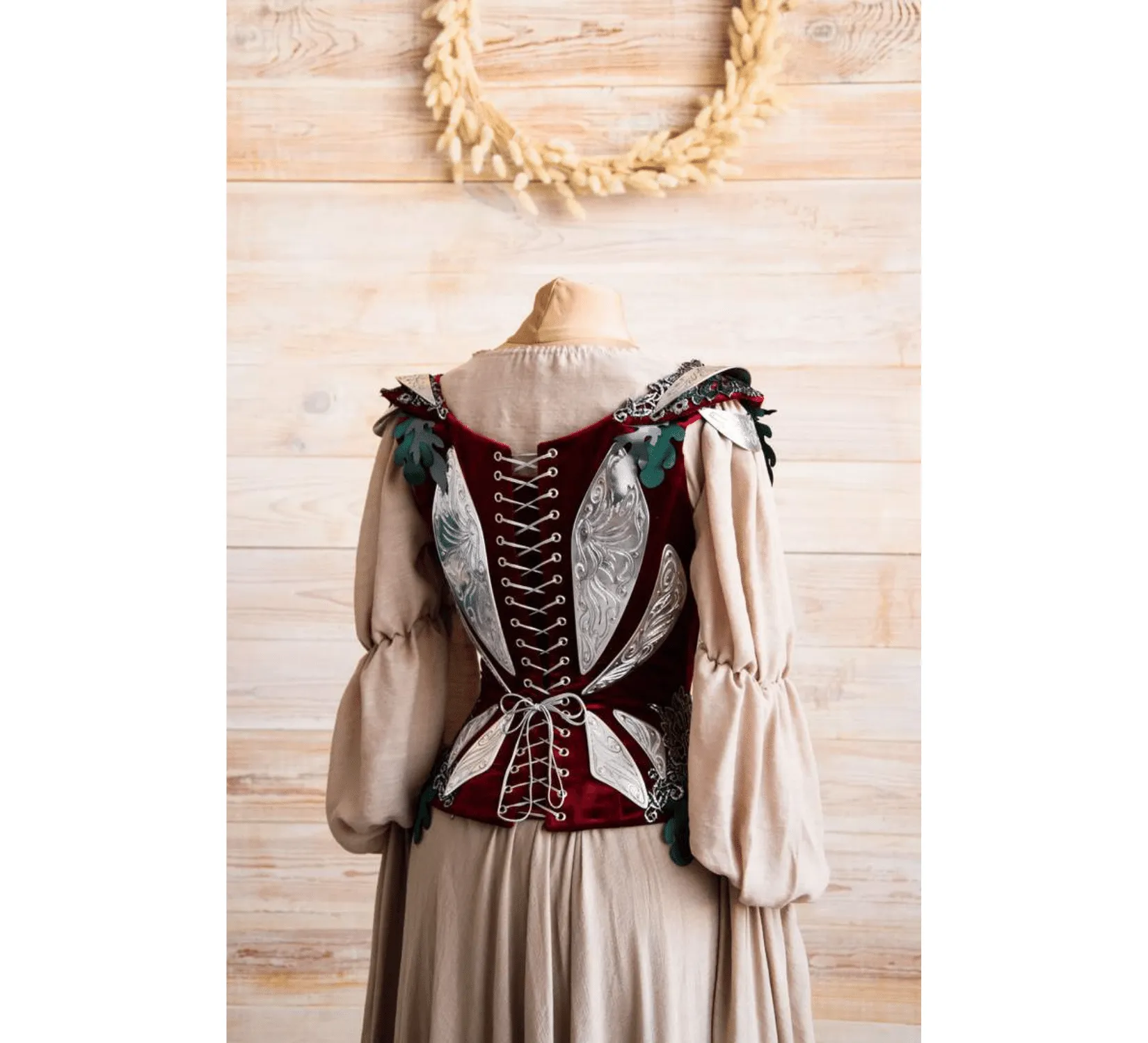 Fantasy elven dress and corset with metal plates