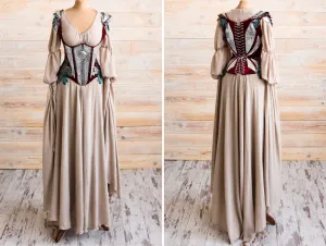 Fantasy elven dress and corset with metal plates