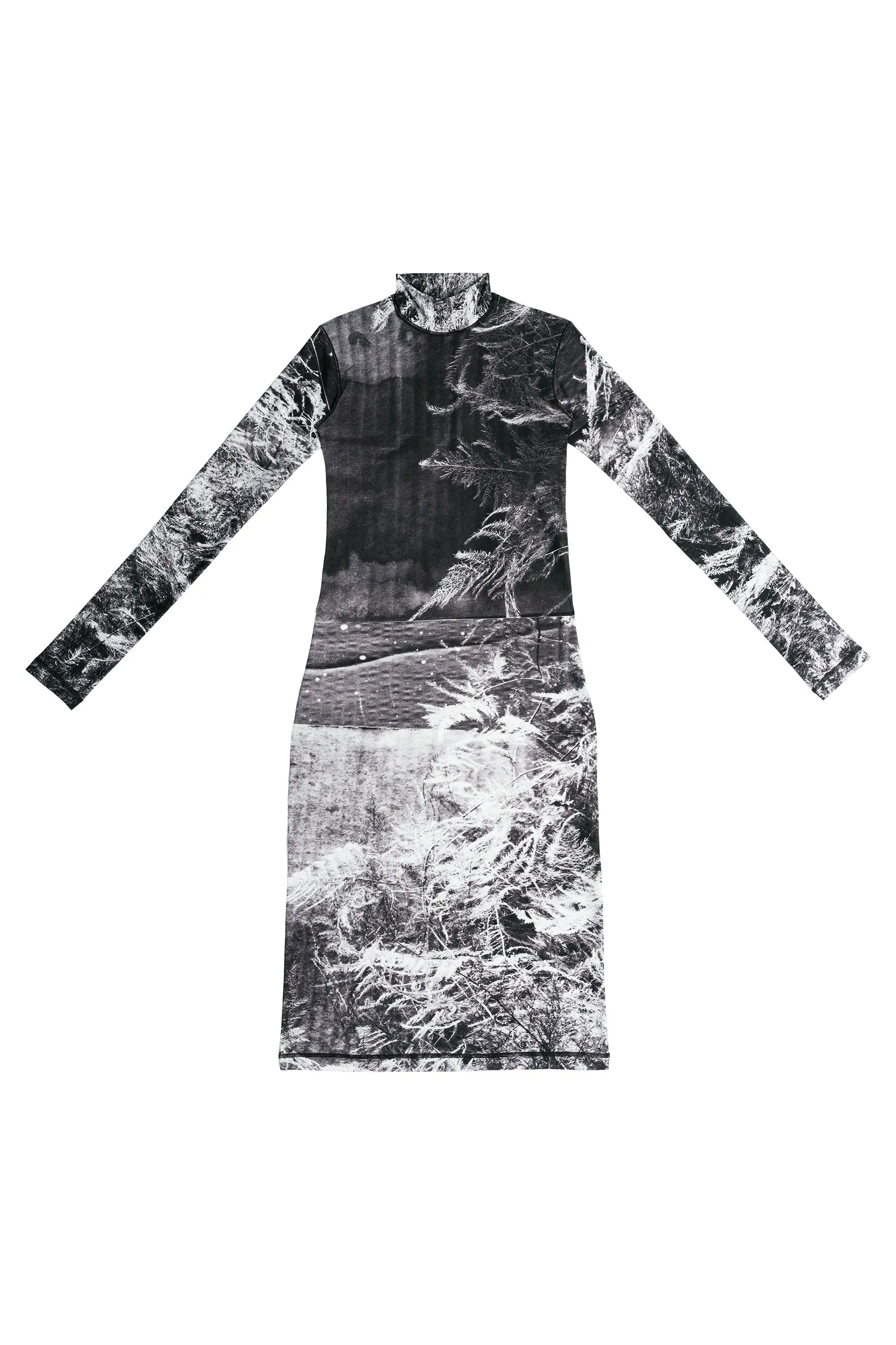 FERN SPANDEX MOCK NECK FITTED DRESS