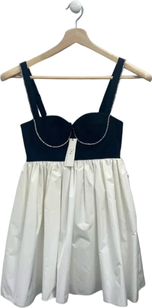 Fleur du Mal Black and Ivory Crystal Cup Dress Size 0 UK XS