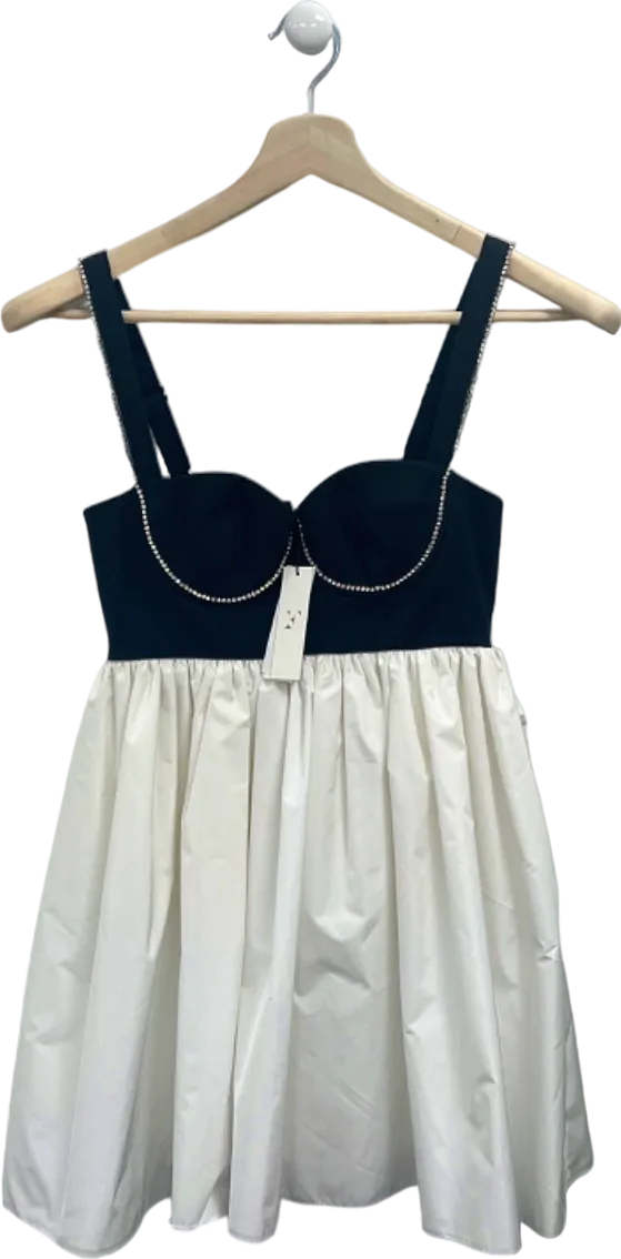 Fleur du Mal Black and Ivory Crystal Cup Dress Size 0 UK XS
