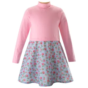 Floral Jersey Turtle Neck Dress