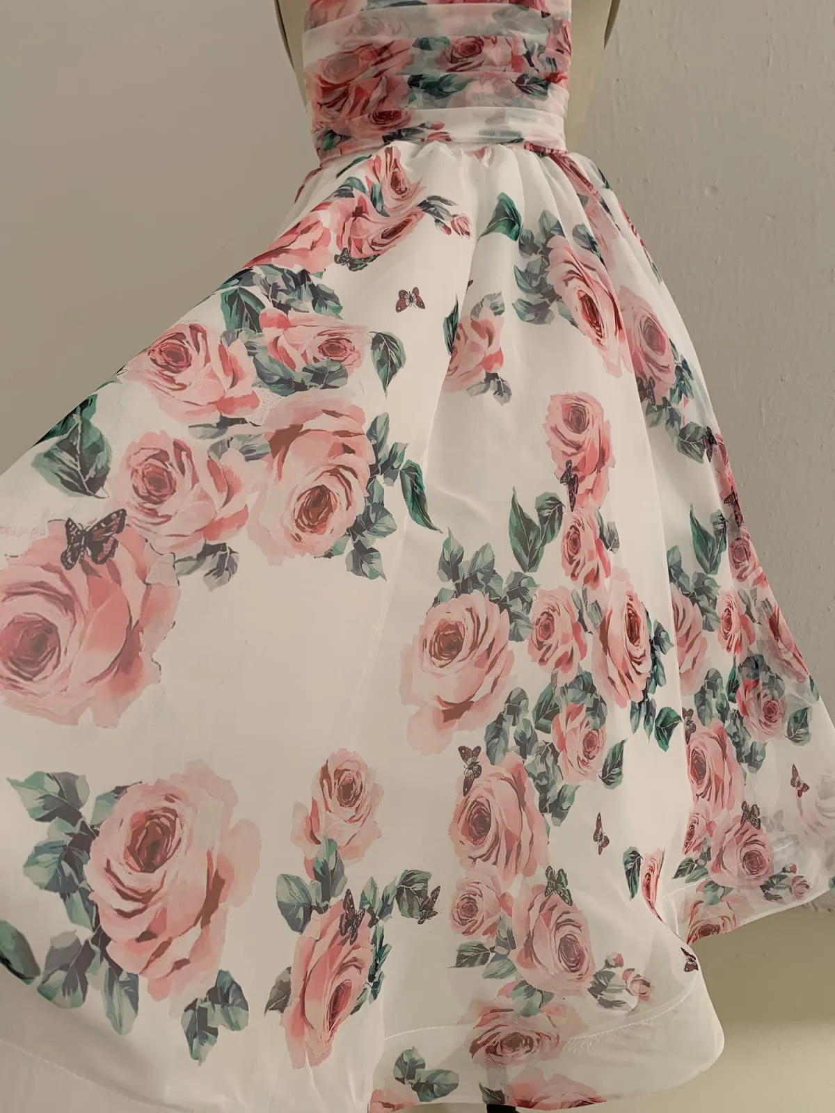 Floral Print Chiffon Straps Wedding Flower Girl Dress Kids Formal Dress