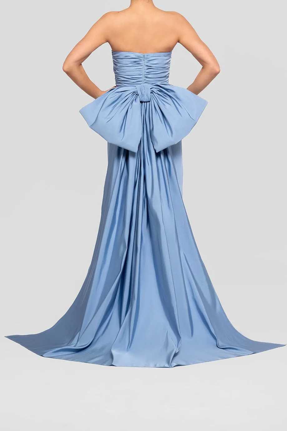 Florence Silk Faille Midi Dress with Removable Train