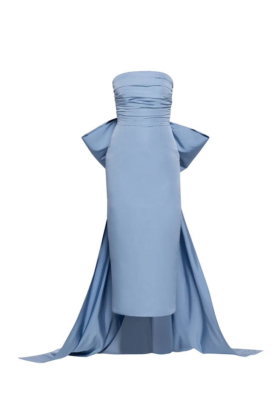 Florence Silk Faille Midi Dress with Removable Train