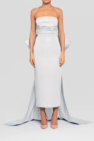 Florence Silk Faille Midi Dress with Removable Train