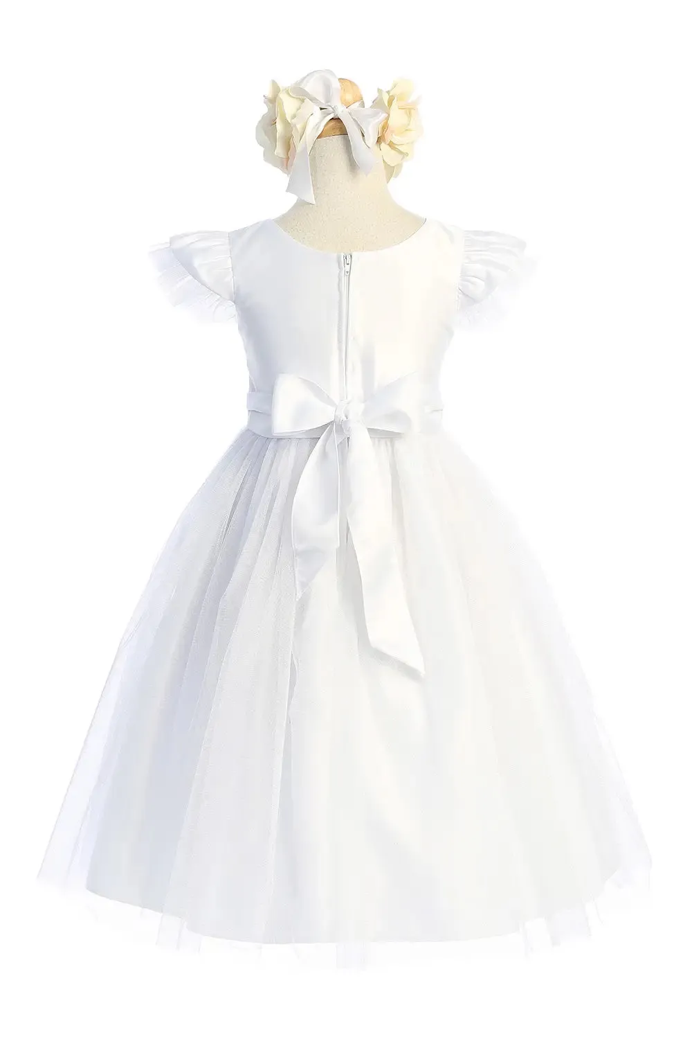 Flutter Sleeve Satin Dress SK910