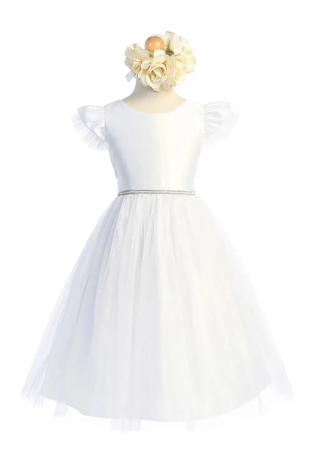 Flutter Sleeve Satin Dress SK910
