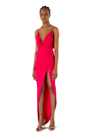 Geranium Jersey Ruched Split Dress