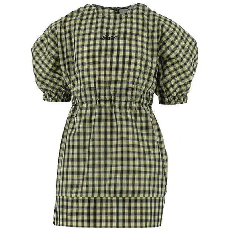 Girls Yellow & Black Gingham Dress