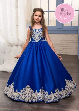 Glendale Royal Blue dress with Gold Lace