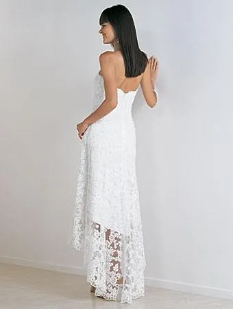 Gorgeous Sheath Strapless Asymmetry-length Lace Wedding Dresses-708674