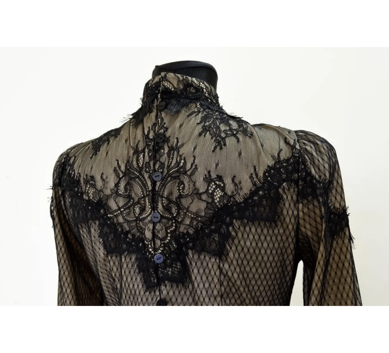 Gothic edwardian black cotton taffeta costume