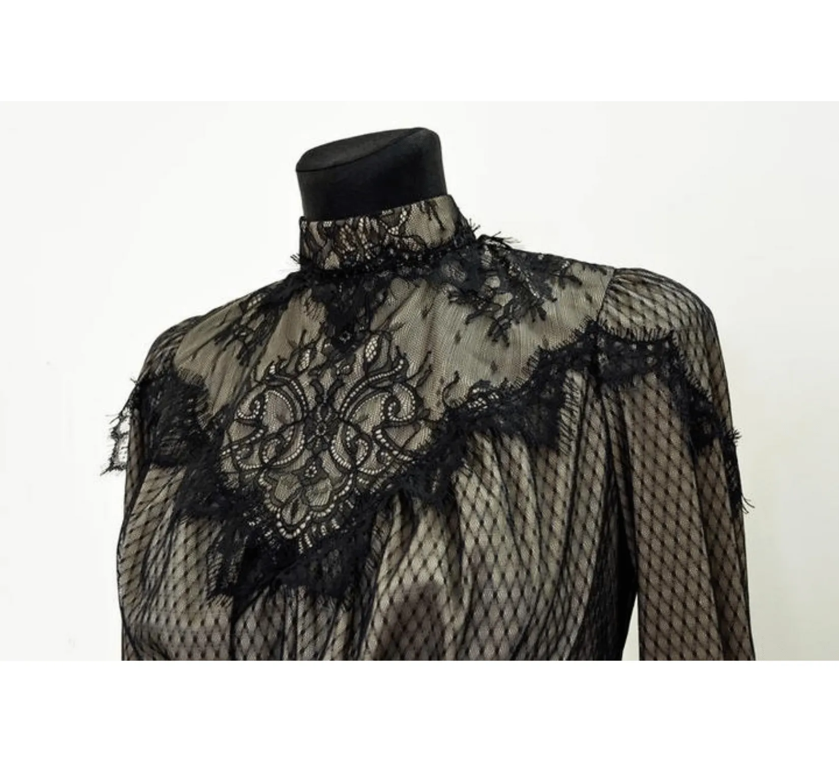 Gothic edwardian black cotton taffeta costume