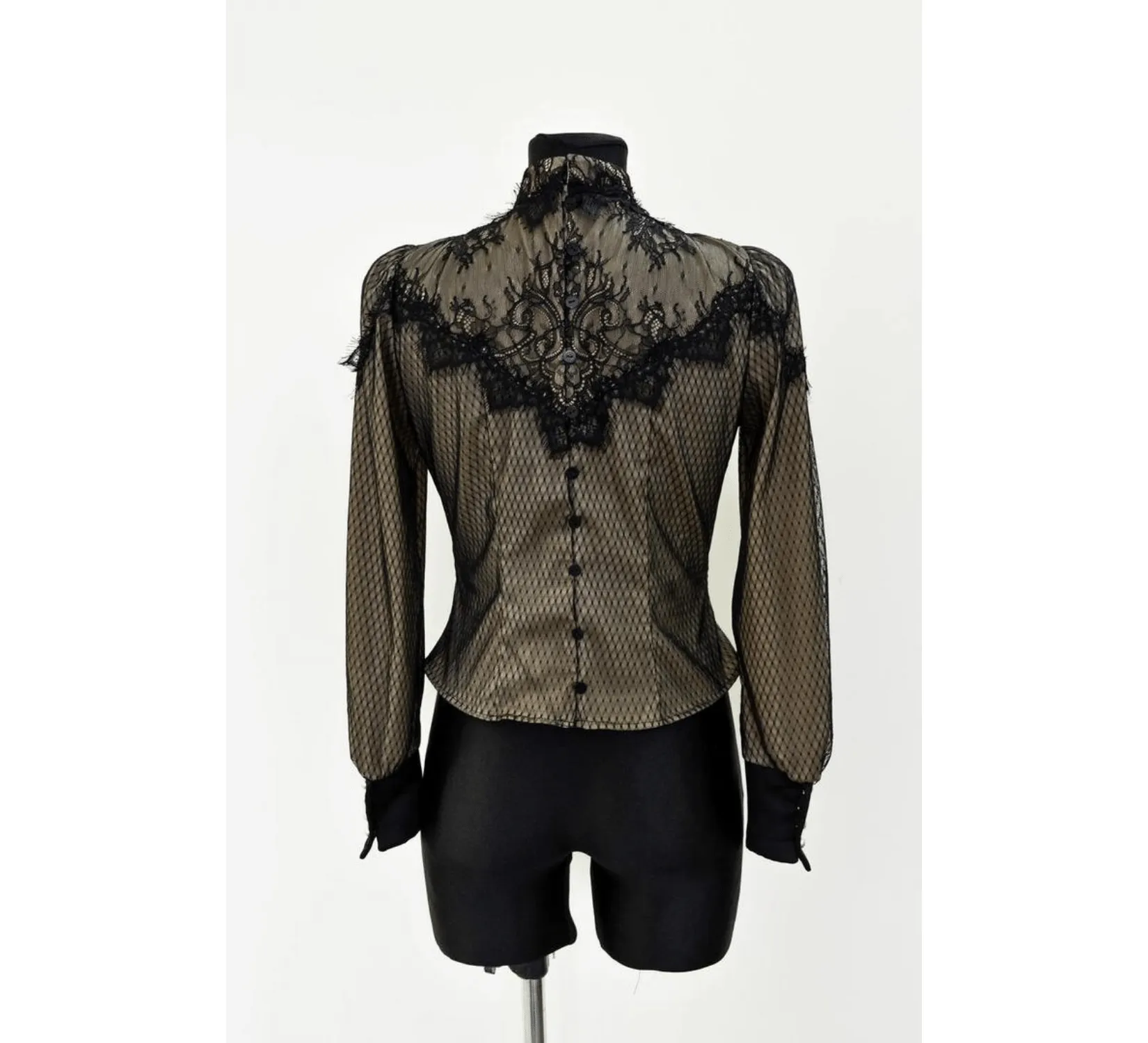 Gothic edwardian black cotton taffeta costume
