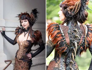 Gothic fantasy harpy demon taffeta eco leather costume