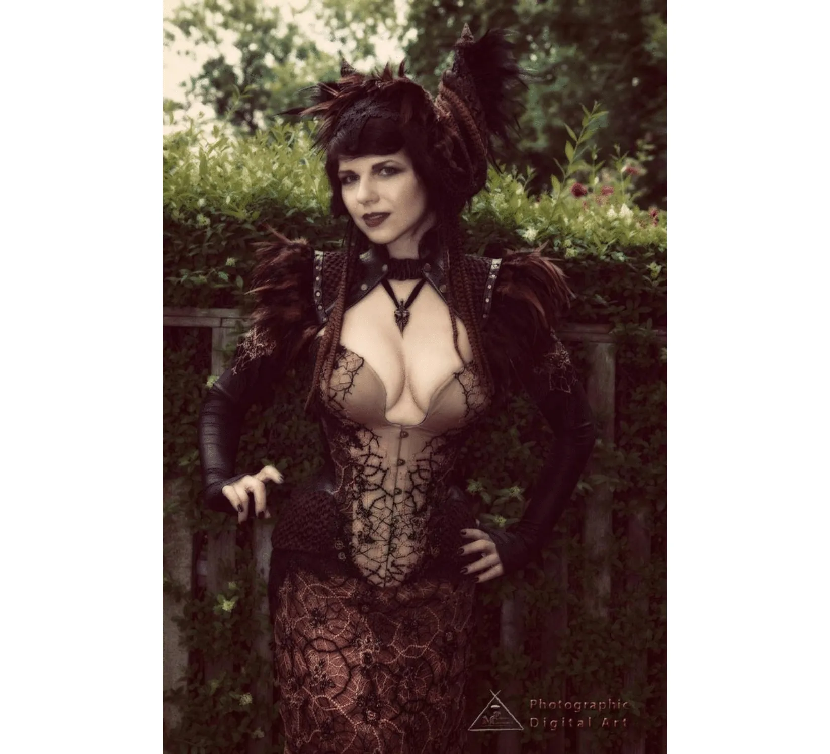 Gothic fantasy harpy demon taffeta eco leather costume