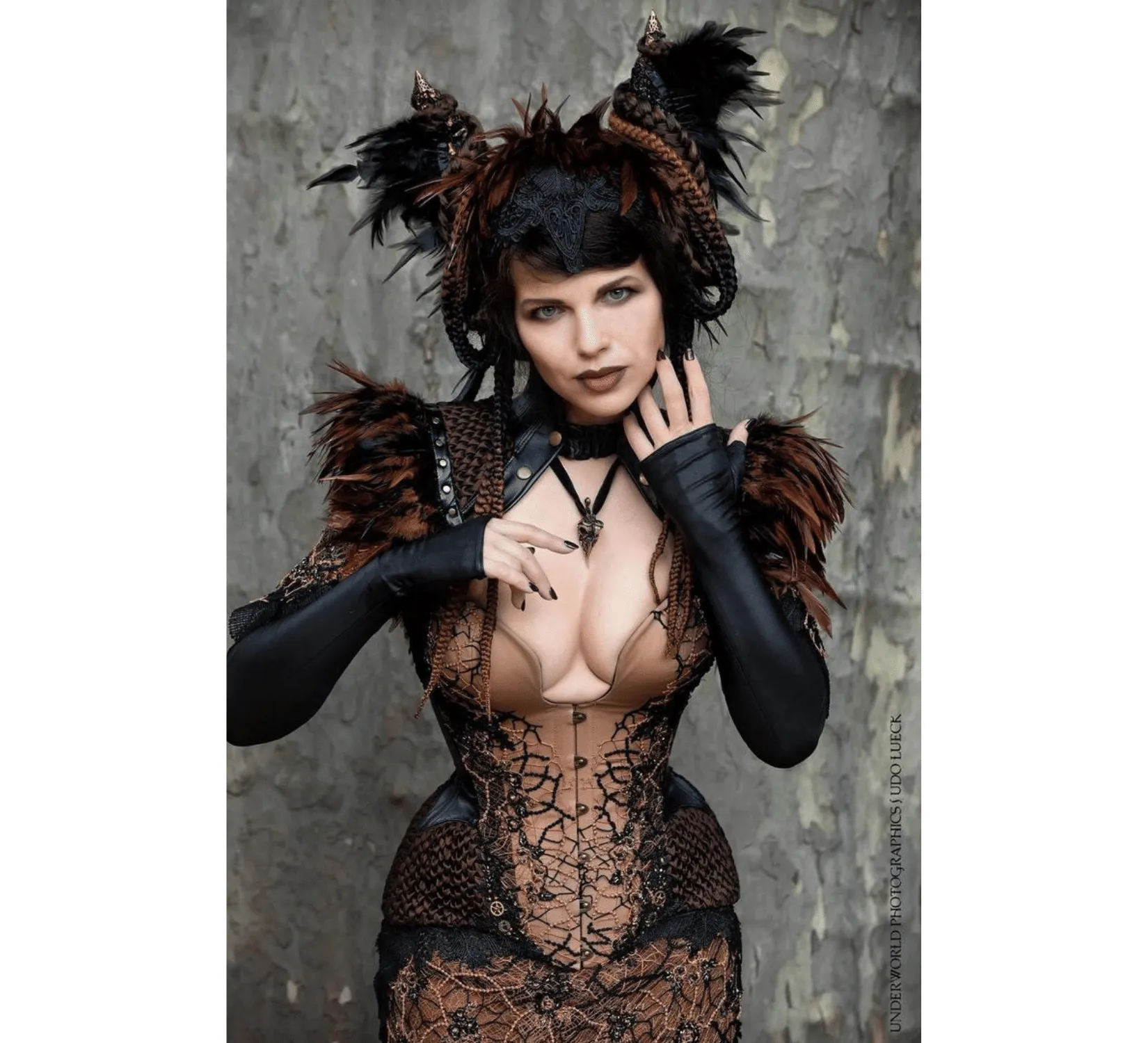 Gothic fantasy harpy demon taffeta eco leather costume