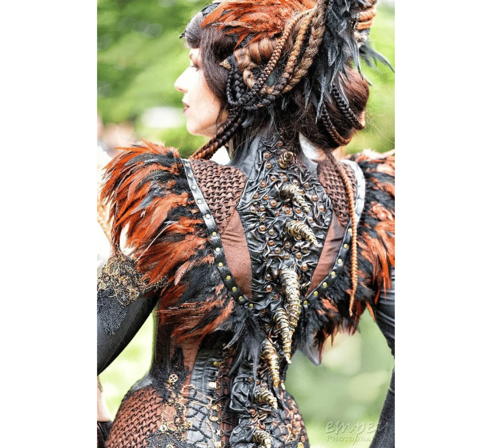 Gothic fantasy harpy demon taffeta eco leather costume
