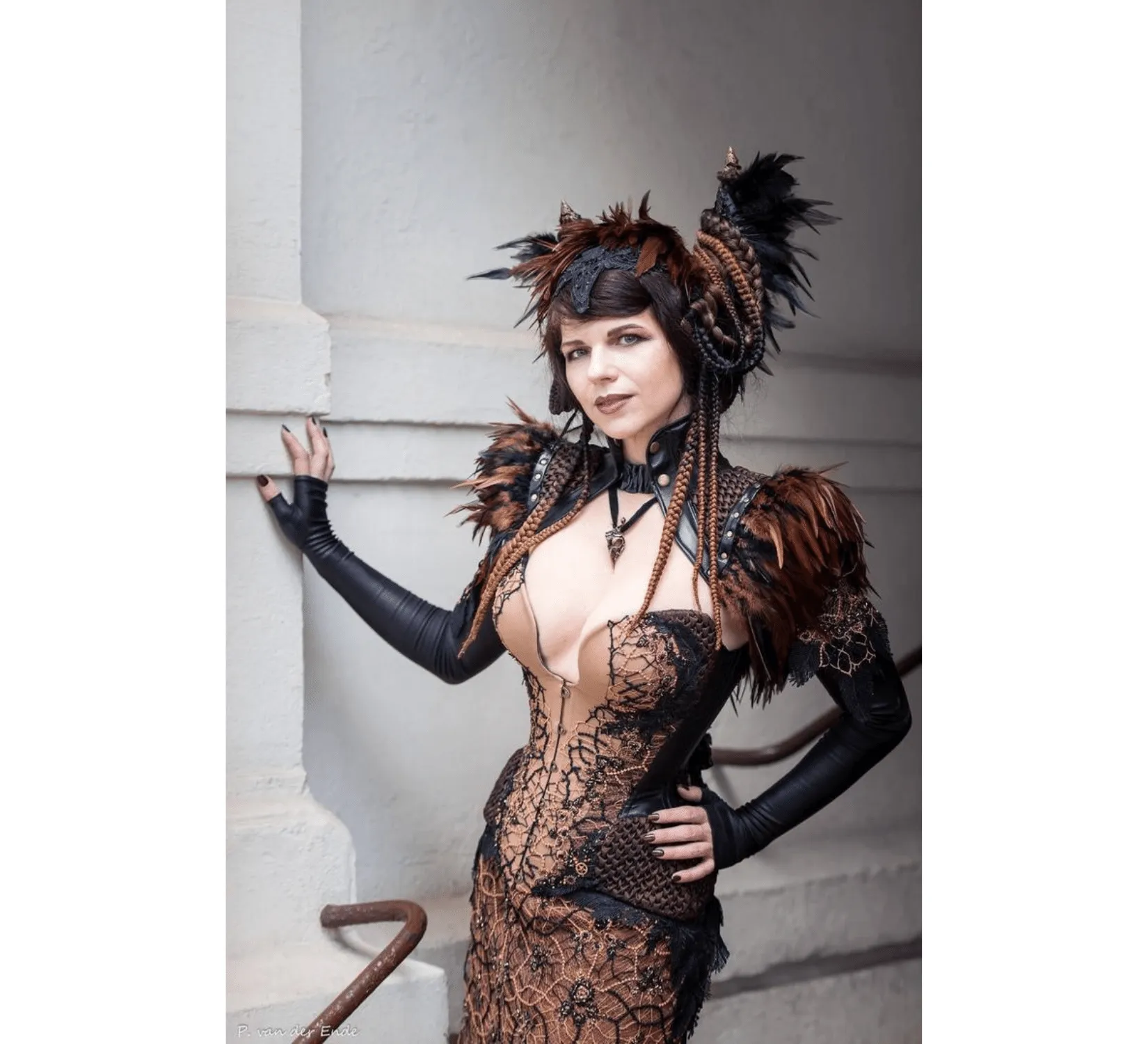Gothic fantasy harpy demon taffeta eco leather costume