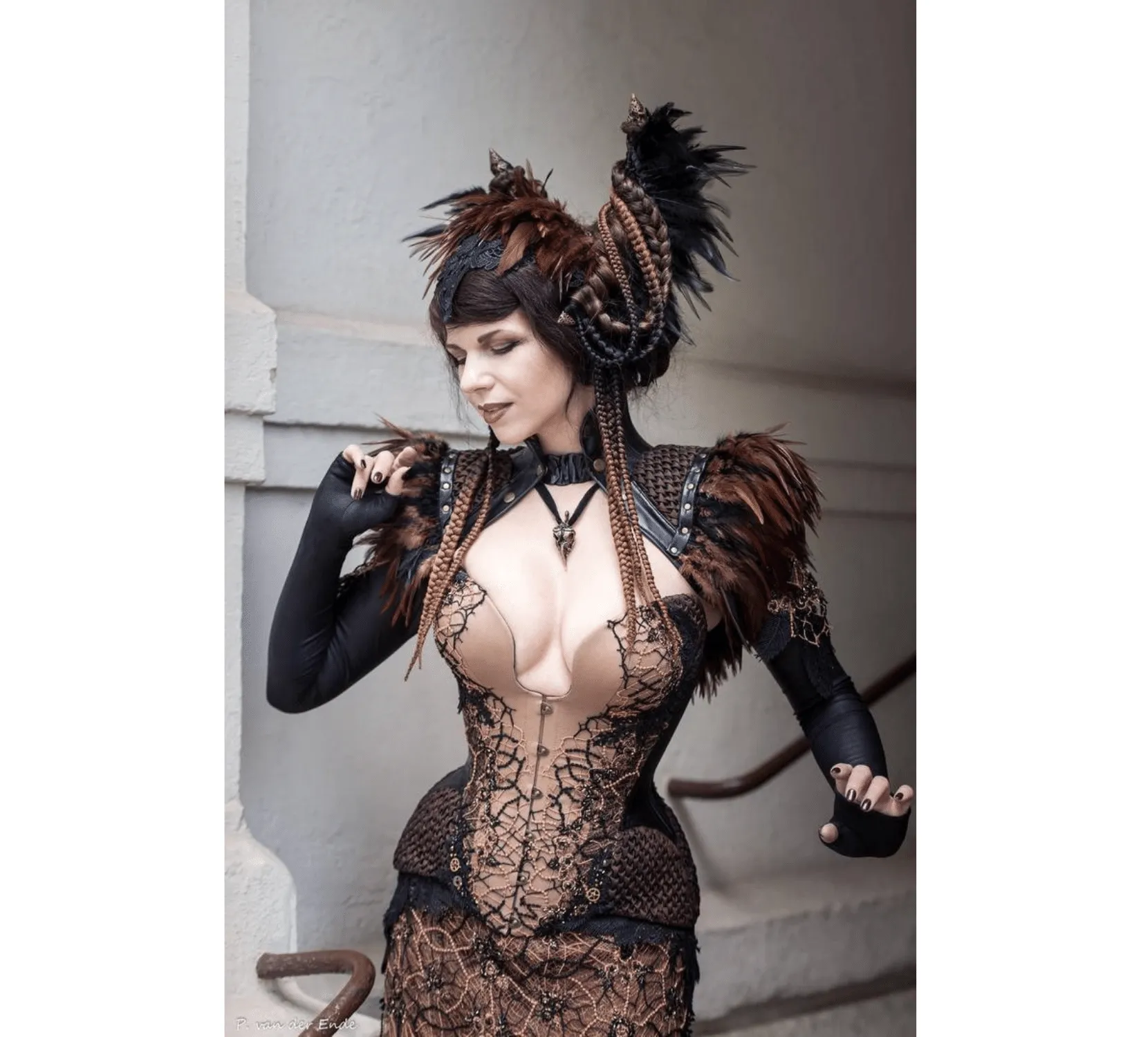Gothic fantasy harpy demon taffeta eco leather costume