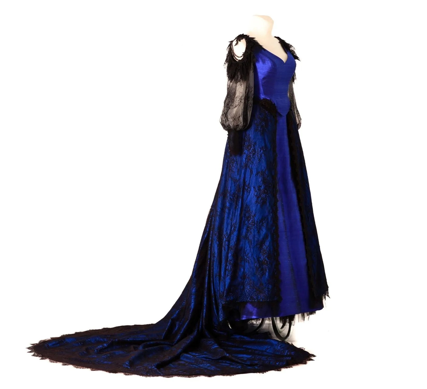 Gothic fantasy Midnight blue silk wedding dress