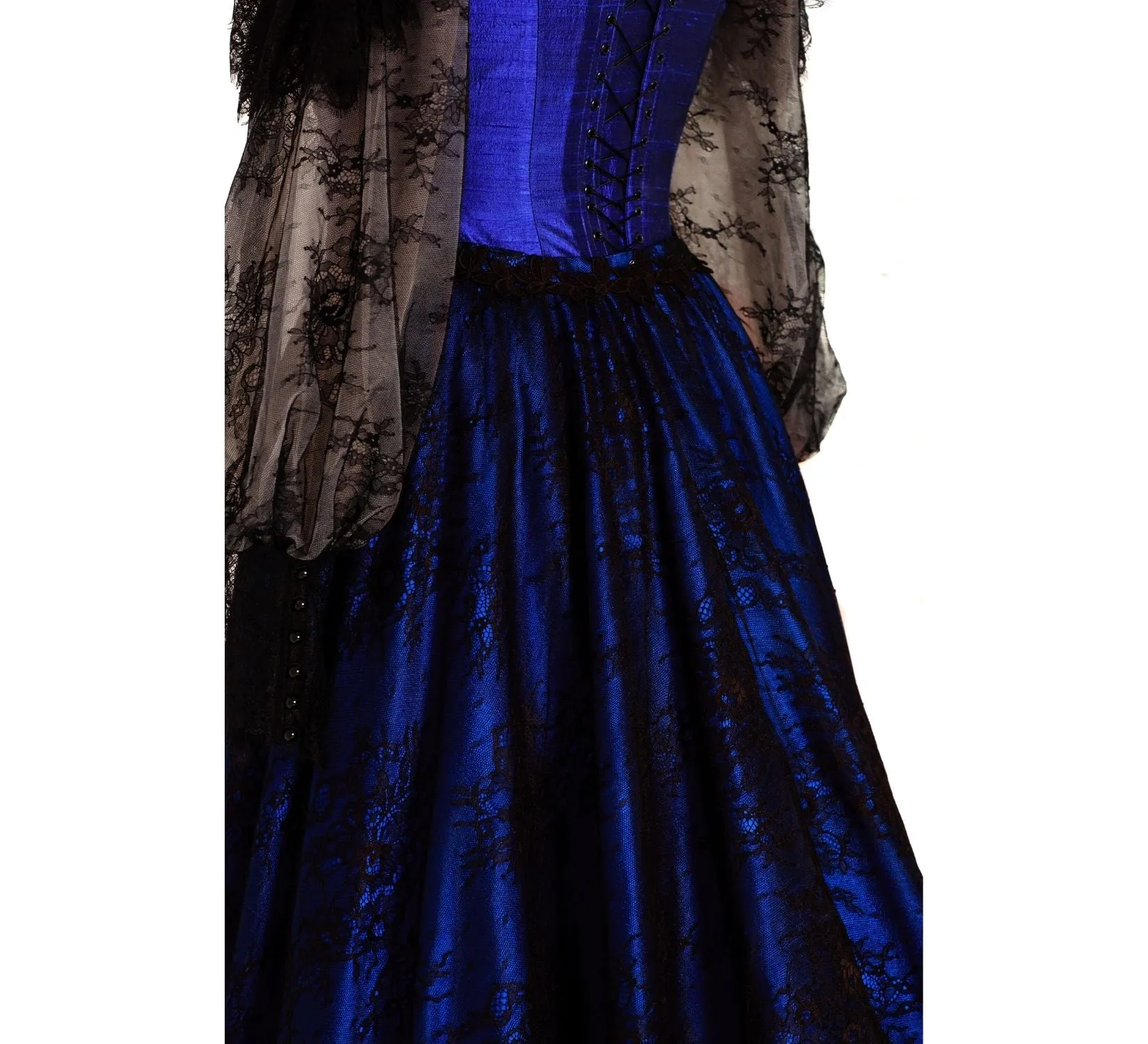 Gothic fantasy Midnight blue silk wedding dress