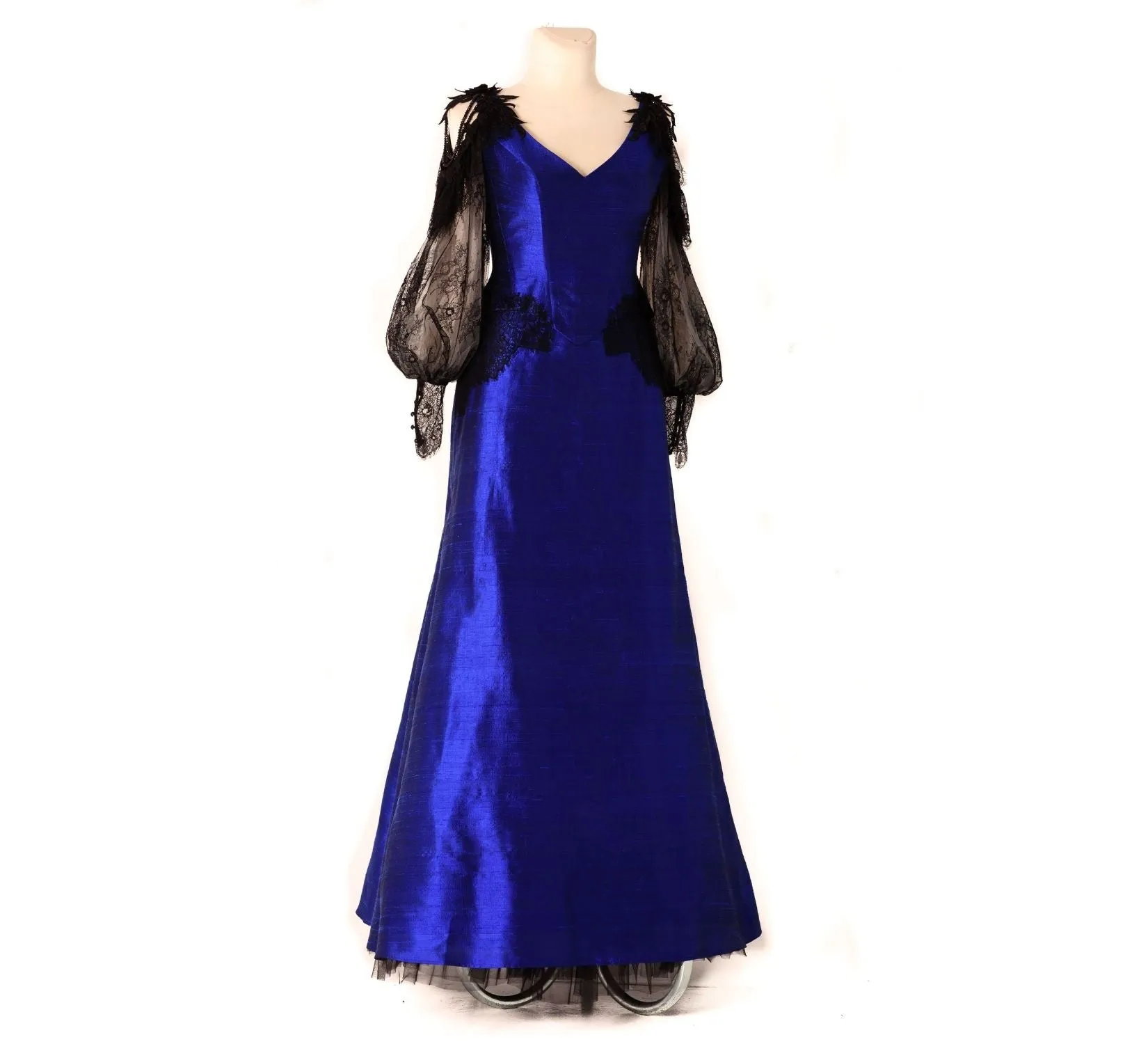 Gothic fantasy Midnight blue silk wedding dress