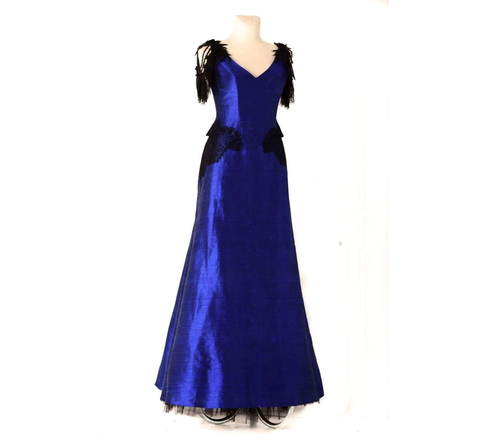 Gothic fantasy Midnight blue silk wedding dress