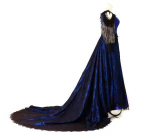 Gothic fantasy Midnight blue silk wedding dress