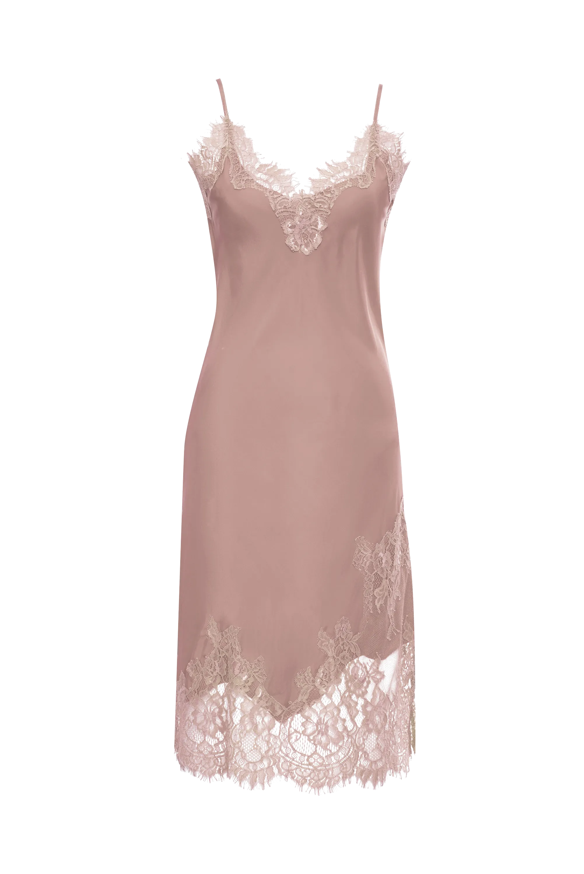 Grace Lace Silk Dress Pastel Rose
