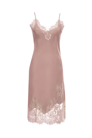 Grace Lace Silk Dress Pastel Rose