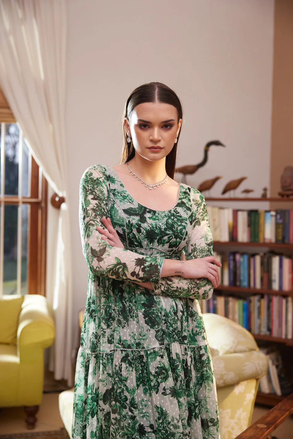 Green Rasasvda Printed Maxi Dress