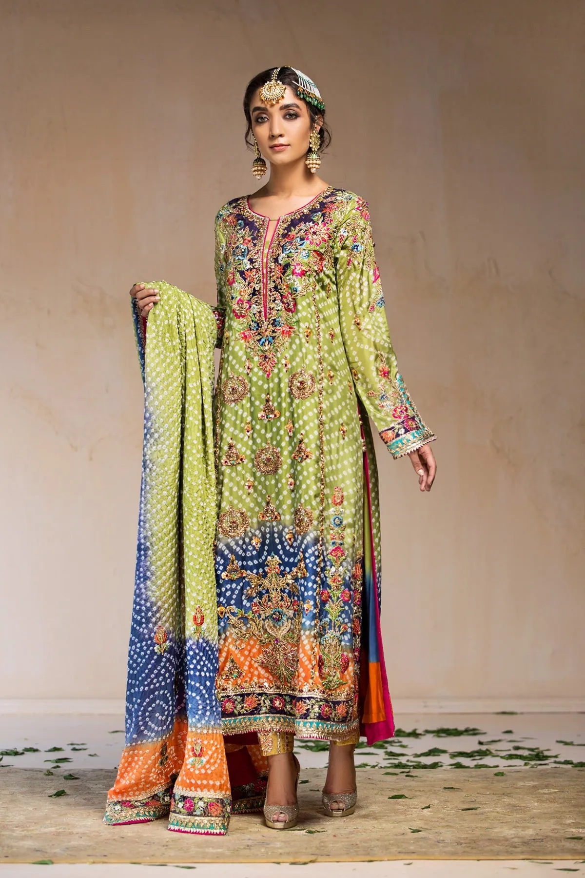 Green Silk Salwar Kameez Pakistani Wedding Dresses