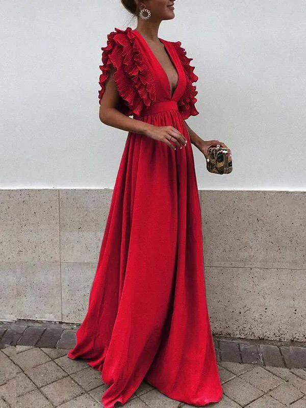 Grey Chiffon V Neck A Line Simple Long Bridesmaid Prom Dresses, TYP1444