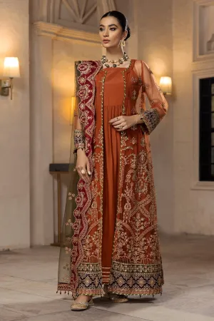 Heavily Embellished Pakistani Caramel Gown Sharara Wedding Dress