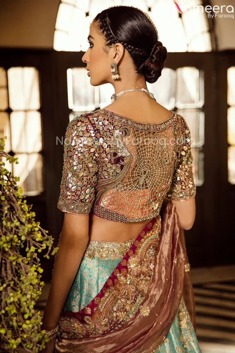 Heavily Worked Blue and Purple Lehenga Attire #BN814