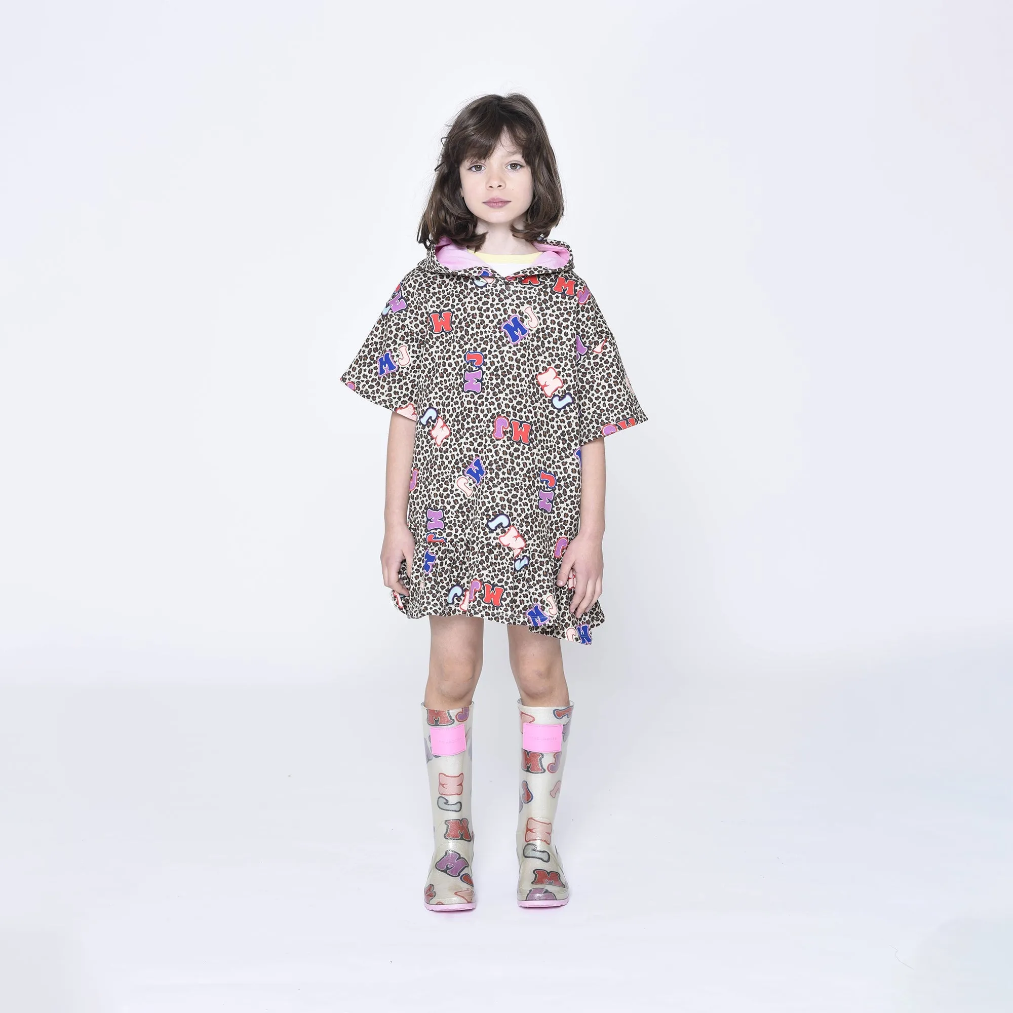 Hooded Dress With Frill - Stone Chocolate