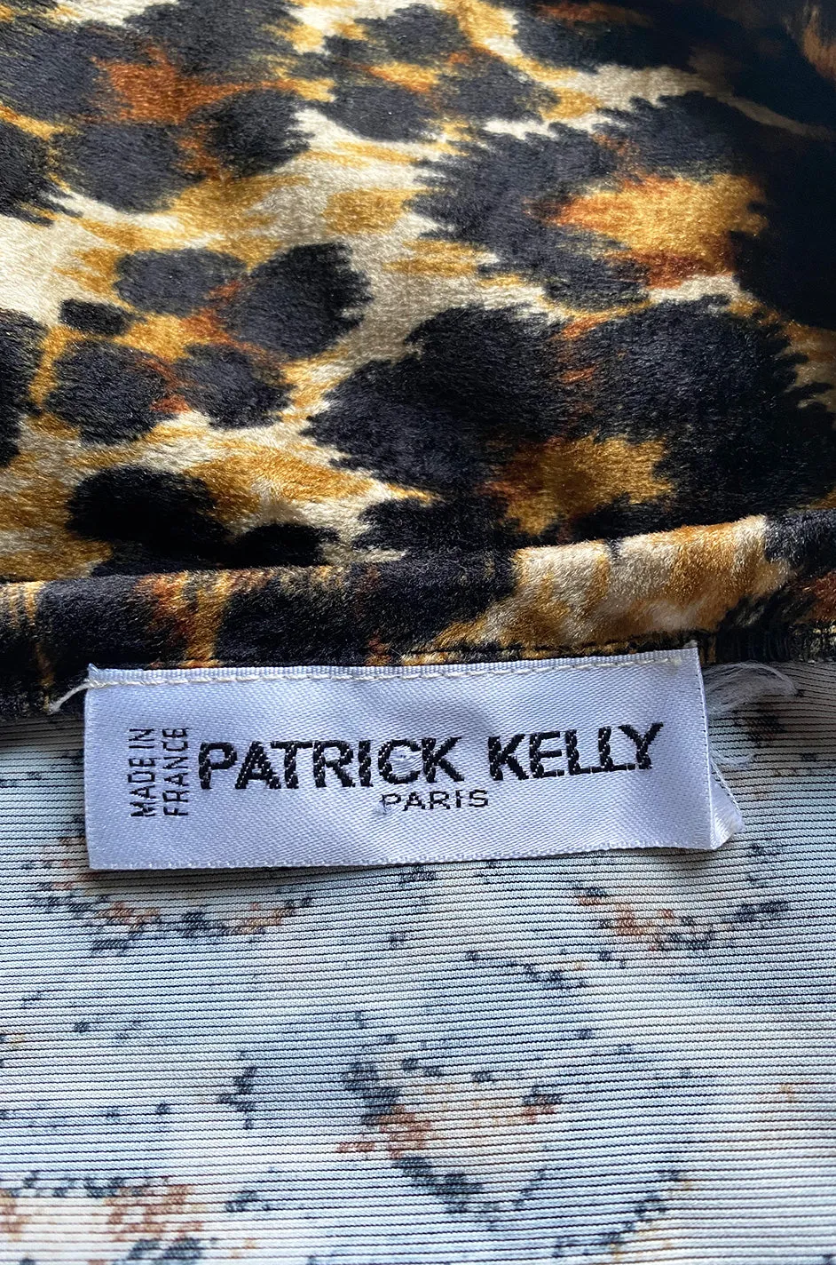 Iconic Fall 1989 Patrick Kelly Off Shoulder Leopard Stretch Velvet Dress