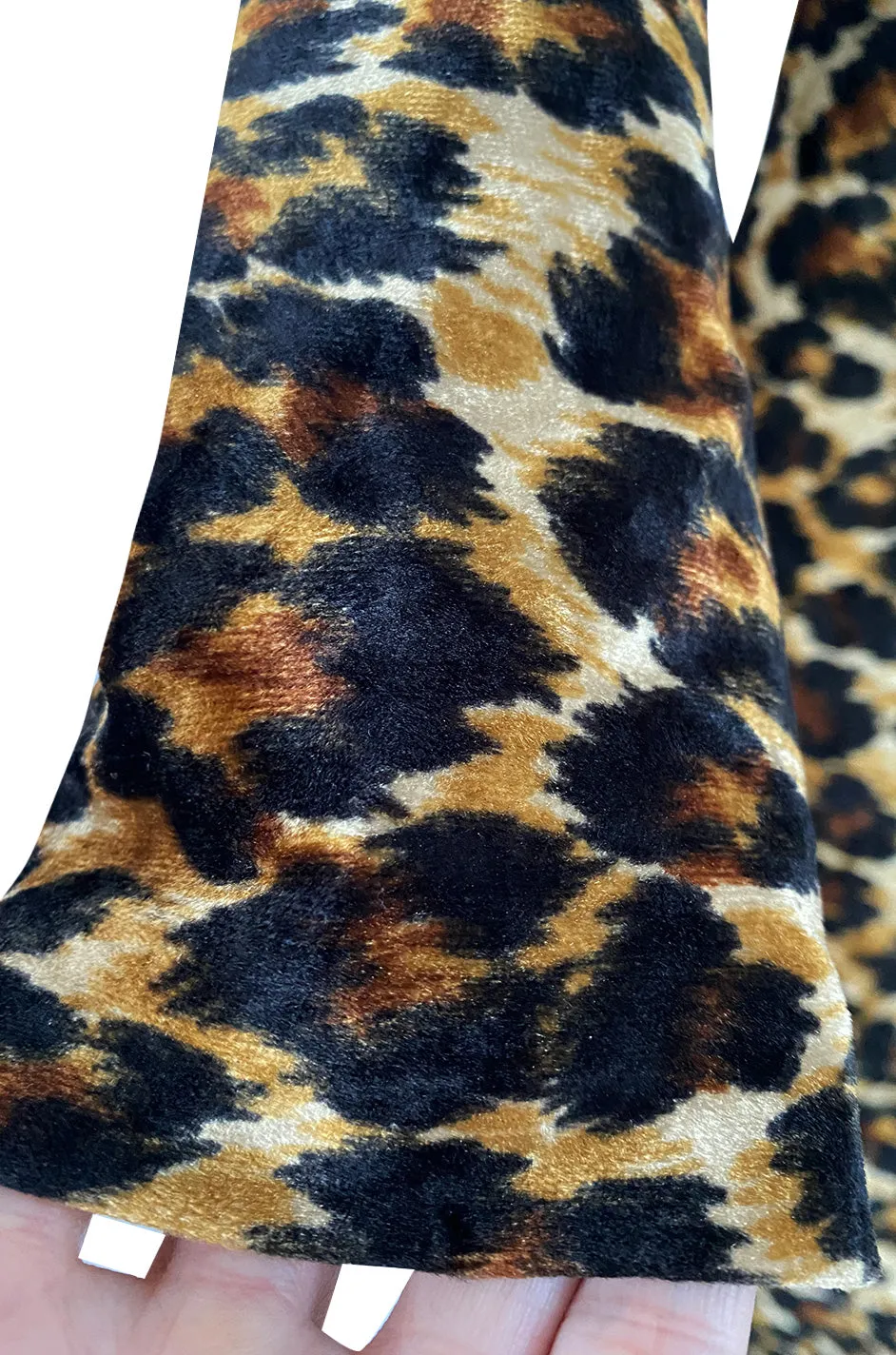 Iconic Fall 1989 Patrick Kelly Off Shoulder Leopard Stretch Velvet Dress