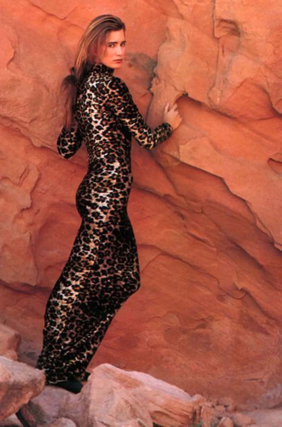 Iconic Fall 1989 Patrick Kelly Off Shoulder Leopard Stretch Velvet Dress