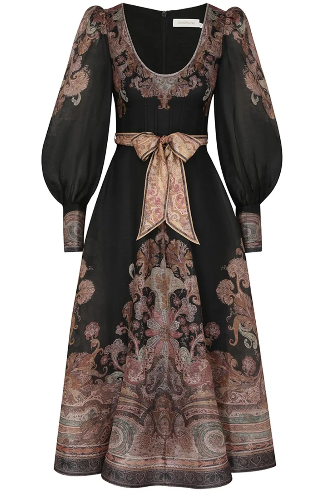 Illustration Structured Dress | Black Paisley