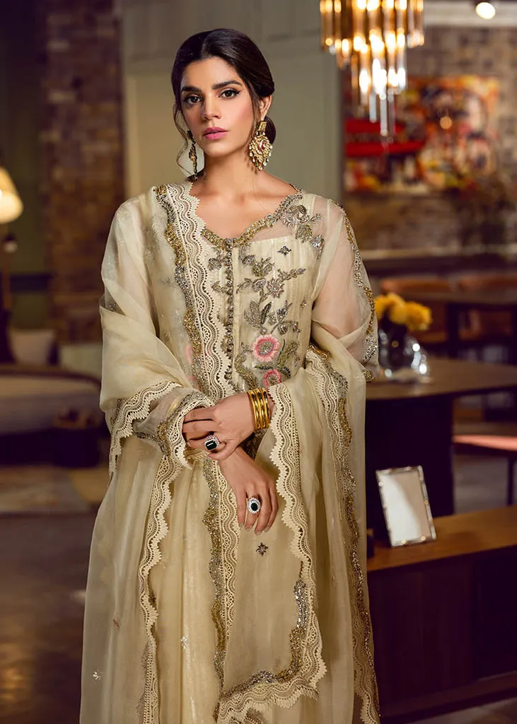 Ivory Silk Satin Salwar Kameez Pakistani Party Dresses