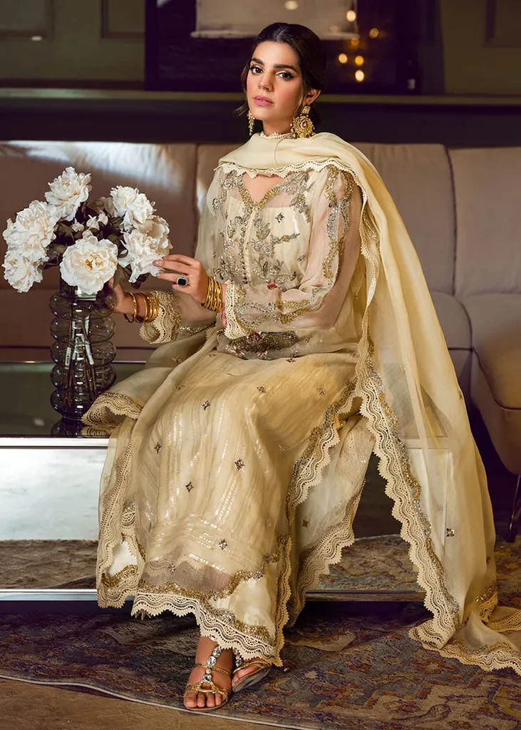 Ivory Silk Satin Salwar Kameez Pakistani Party Dresses