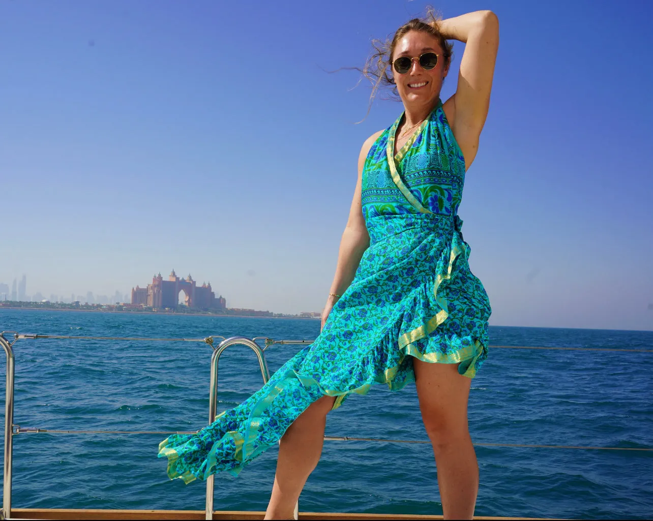 Jasmine dress in blue & gold