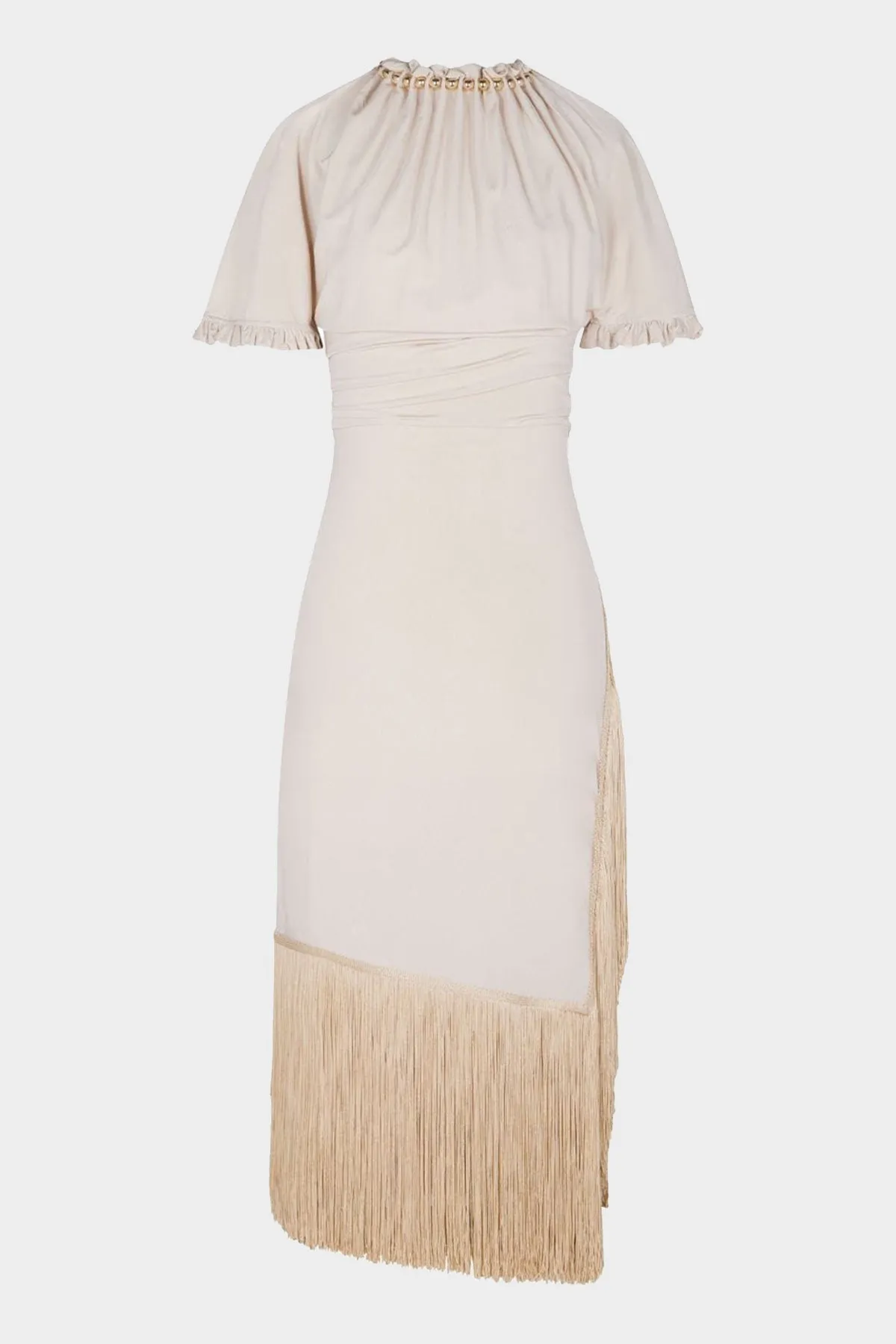 Jersey Cream Dress with Beads in Nude