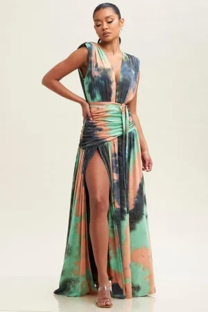 JERSEY RUCHED MAXI DRESS