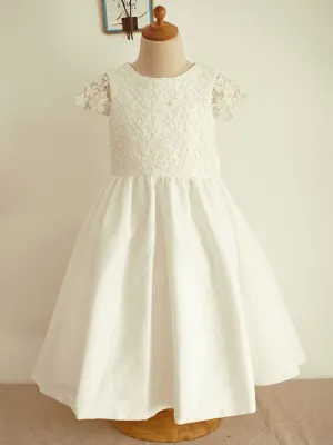 Jewel Neck Short Sleeves Bows Formal Kids Party Dresses