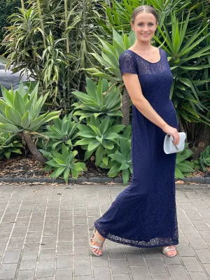 Kiel Navy Stretch Lace Gown
