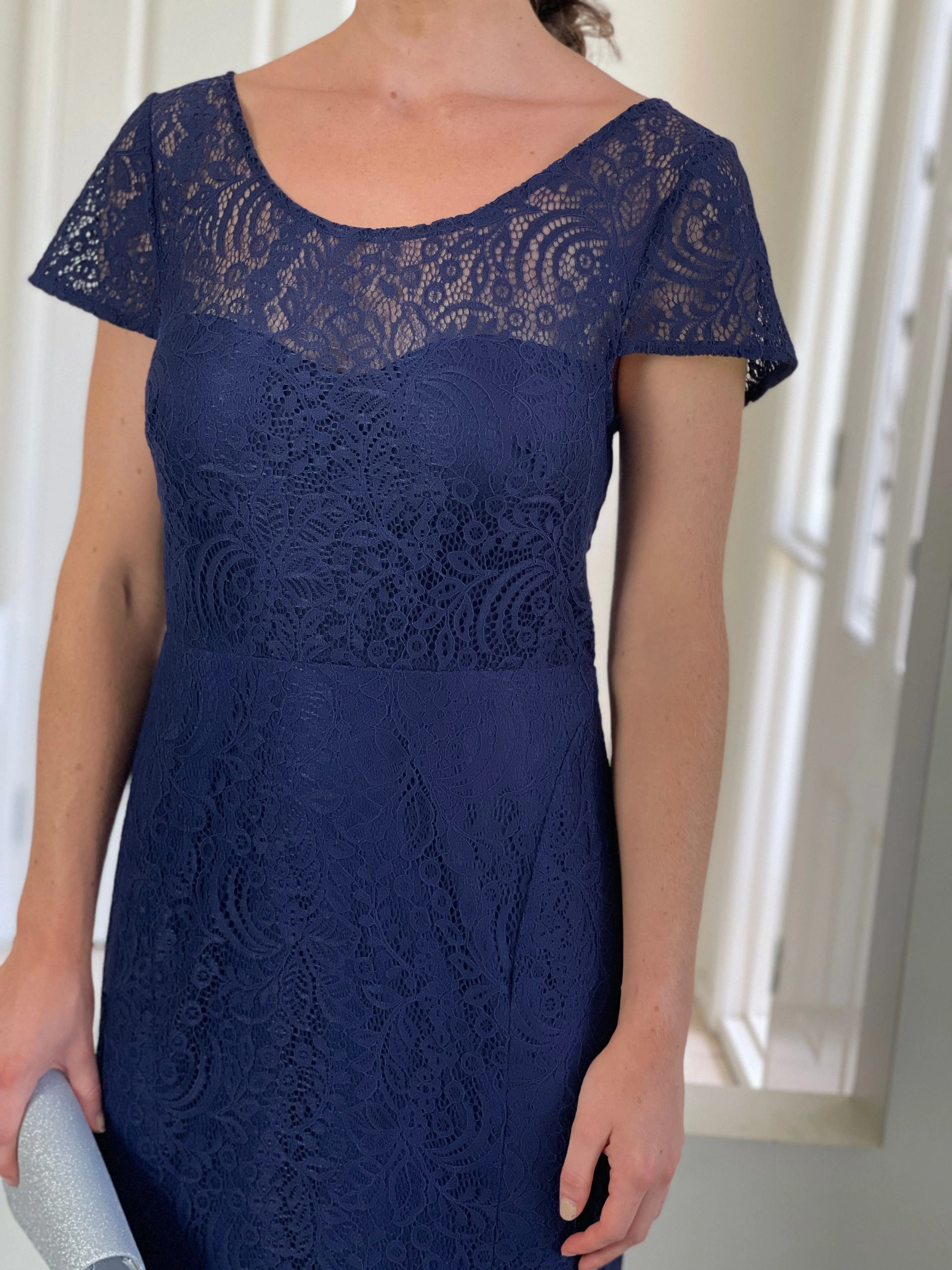 Kiel Navy Stretch Lace Gown